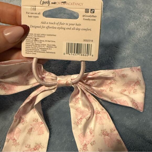 Goody x LoveShackFancy Ruffle Bow Hair Clip Ponytail - Rosa Beaux Floral Pink main image 4
